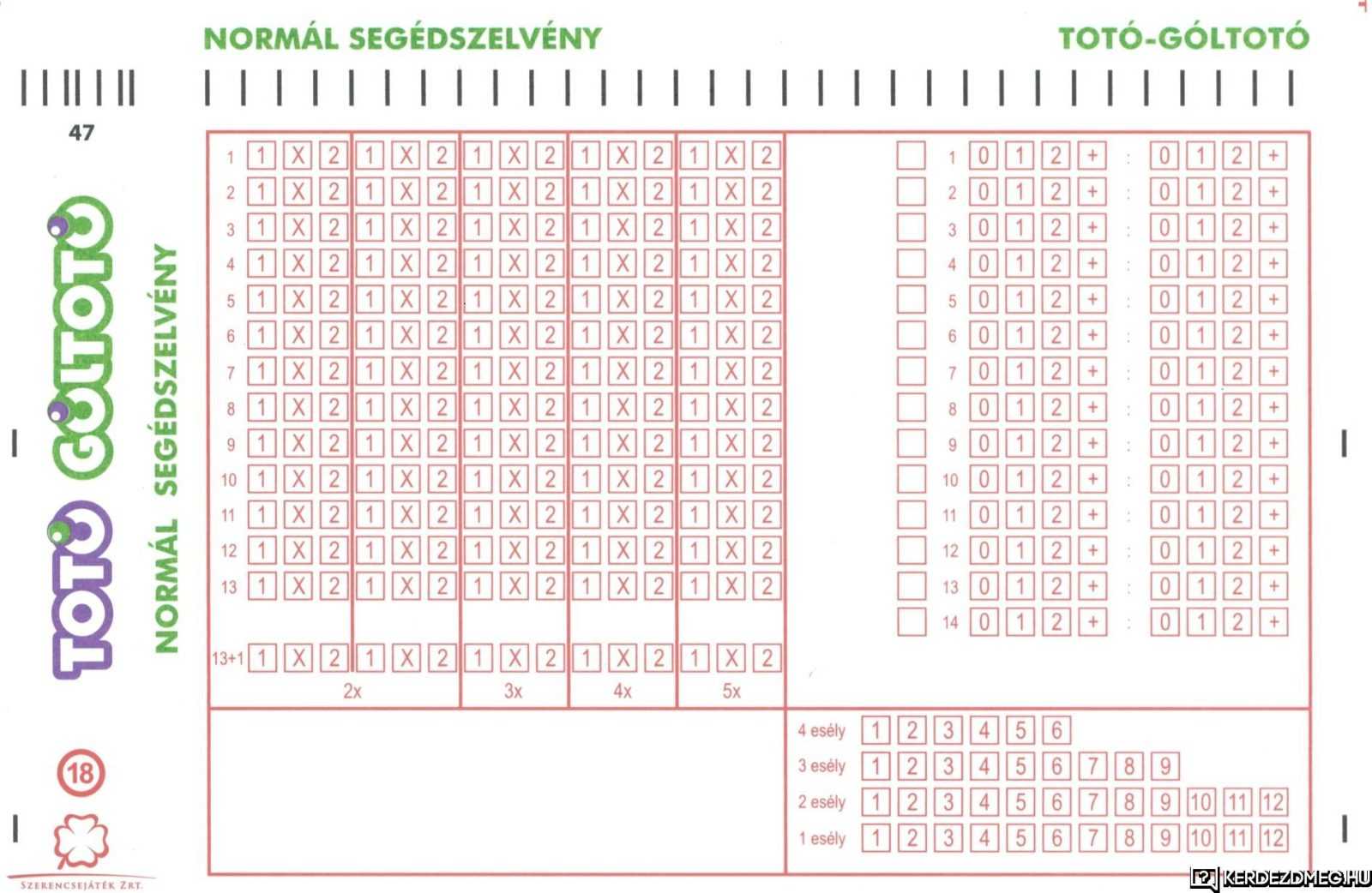 Ezen a szelvényen minden rubrika üres.